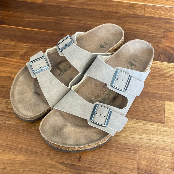 Birkenstock Arizona Suede Vegan Leather Tan Grey 46 US 13 - Picture 1 of 8